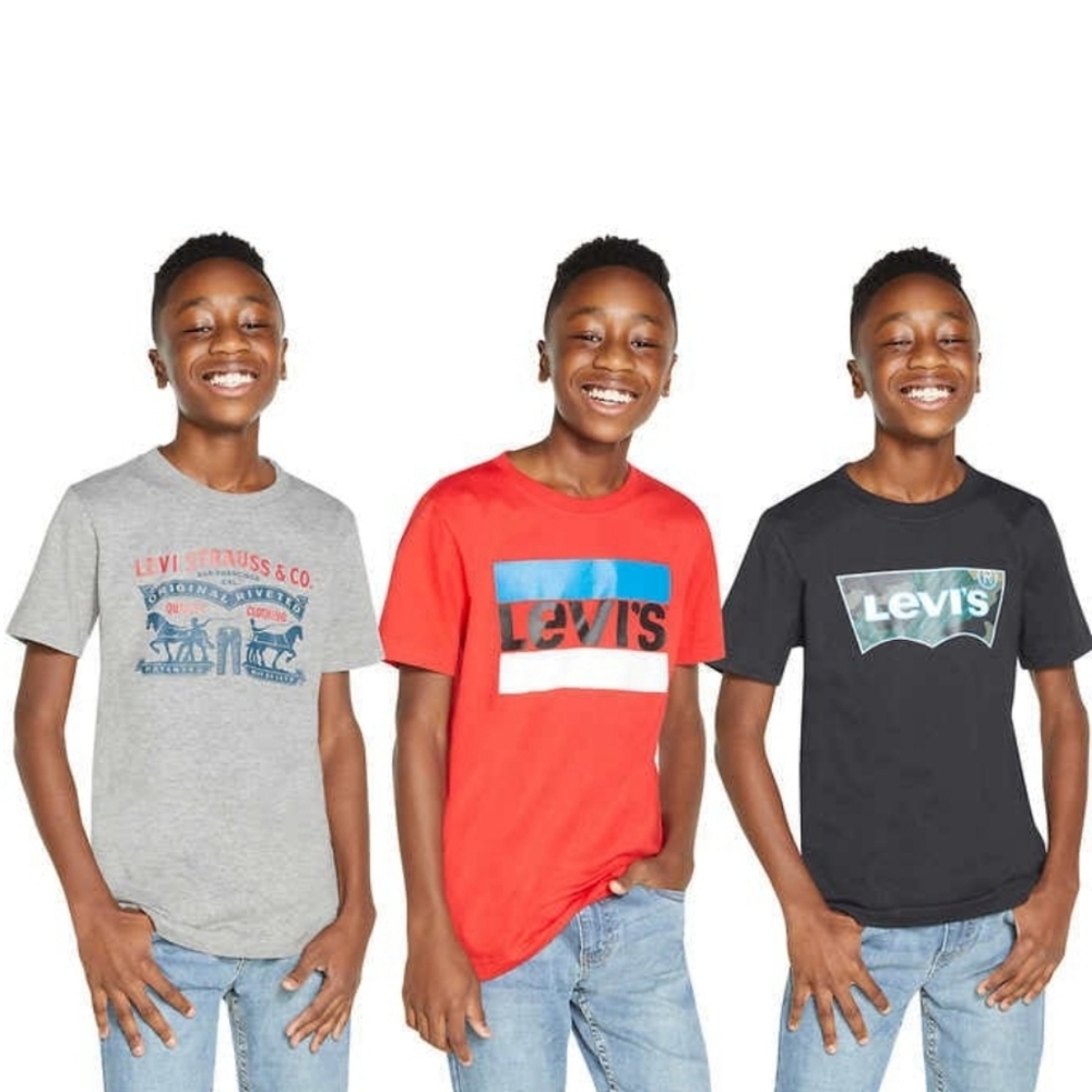 New Levi's Youth 3-pack Tee T-shirt Graphic Short Sleeve Sz 8 Small set